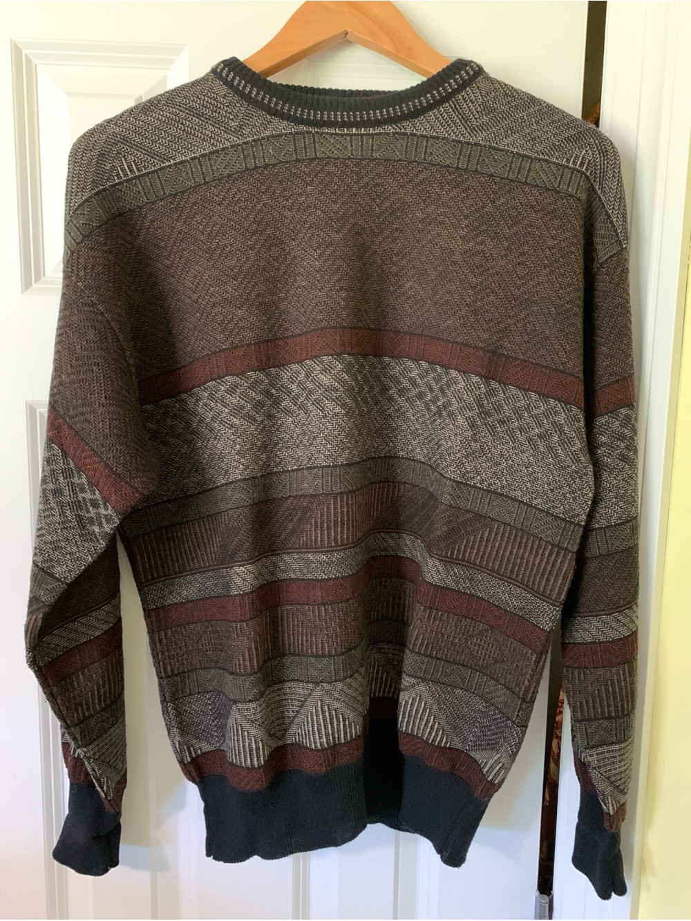 Florence Tricot Sweater Made in Italy Geometric Pattern Subtle Sharp WoolBlend